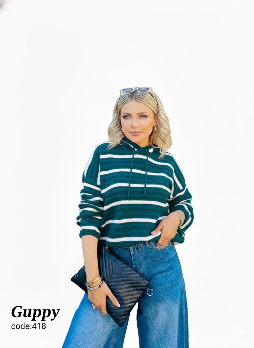 418 (5) بلوفر مقلم بالعرض كابيتشوه شداد في الكم - Image 1